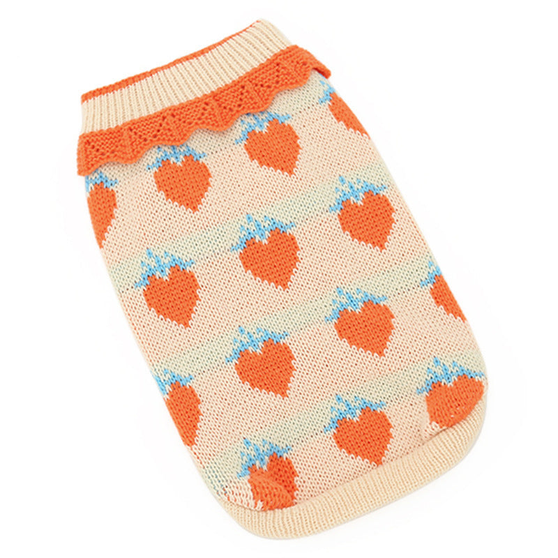 Pull en laine motifs fruités pour animaux de compagnie